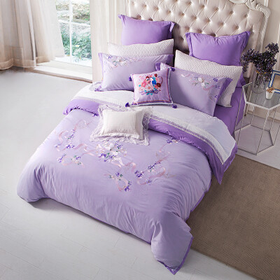 

Величественные домашний текстиль постельное белье хлопок деним белье вышитые фиолетовый Ла-Виллет 1,8 м постель 220 * 240см