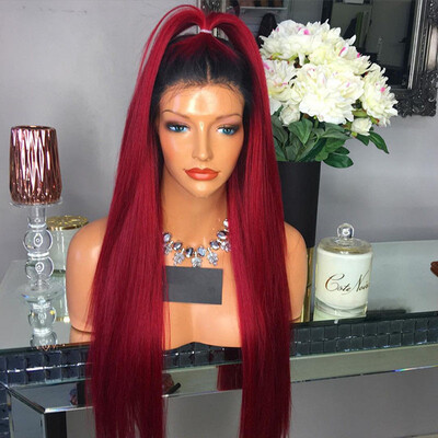 Silky Straight Lace Front Wigs #1b/Red Ombre Human Hair Wig 150 High Density Red Color Virgin Brazilian Ombre Full Lace Wigs
Silky Straight Lace Front Wigs #1b/Red Ombre Human Hair Wig 150 High Density Red Color Virgin Brazilian Ombre Full Lace Wigs