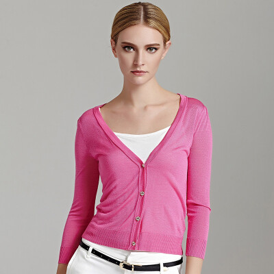 Marc Rebecca V-collar single-breasted simple short section knitted cardigan 51001D rose red M code
Marc Rebecca V-collar single-breasted simple short section knitted cardigan 51001D rose red M code