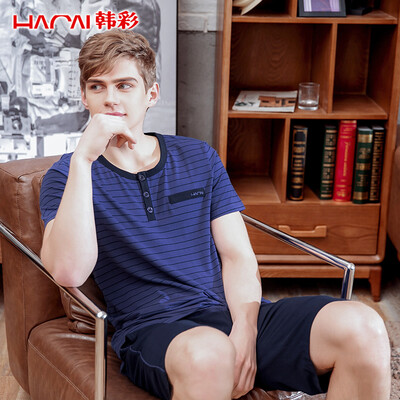Jingdong supermarket Han Choi HACAI pajamas male short-sleeved stripes modal cotton pajamas home service sets Baolan 175100
Jingdong supermarket Han Choi HACAI pajamas male short-sleeved stripes modal cotton pajamas home service sets Baolan 175100