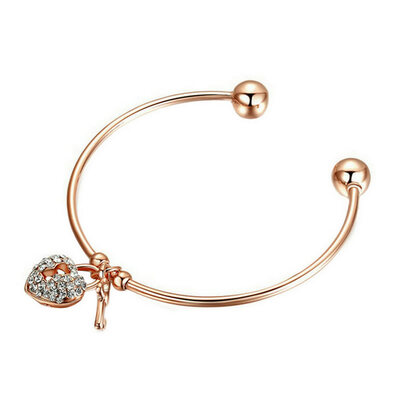 Yoursfs@ Rose Gold Plated Open Cuff Bracelet "Love lock and Key" Heart Charms Women Dainty Fashion Jewelry Bangle Love Gift
Yoursfs@ Rose Gold Plated Open Cuff Bracelet "Love lock and Key" Heart Charms Women Dainty Fashion Jewelry Bangle Love Gift