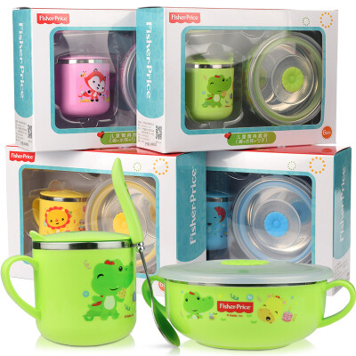 Fisher-Price children's utensils baby food supplement stainless steel baby bowl with lid single handle with lid cup spoon set combination green 350 + 270ml
Fisher-Price children's utensils baby food supplement stainless steel baby bowl with lid single handle with lid cup spoon set combination green 350 + 270ml