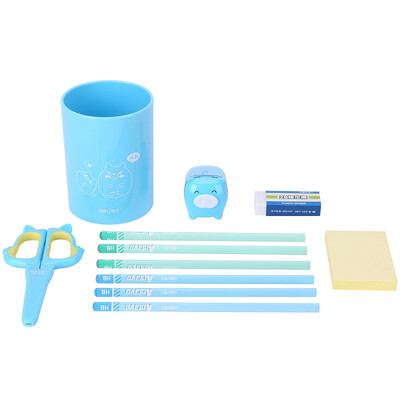 Deli 9810 stationery set pencil pencil 2 scissors 1 pencil sharpener 1 rubber 1 folding feet notes blue
Deli 9810 stationery set pencil pencil 2 scissors 1 pencil sharpener 1 rubber 1 folding feet notes blue