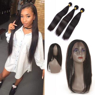 360 Lace Frontal With Bundle Brazilian Straight Hair With Frontal Closure 100% Virgin Hair and Lace Closure With Baby Hair
360 Lace Frontal With Bundle Brazilian Straight Hair With Frontal Closure 100% Virgin Hair and Lace Closure With Baby Hair