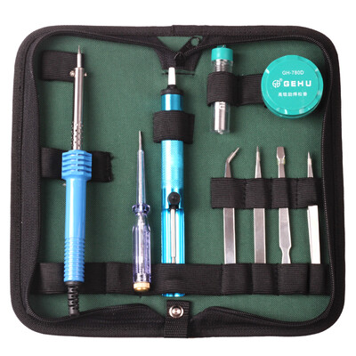 Lake GEHU GH-090 12pcs kit kit electric iron twill nozzle pliers mouth nose screwdriver pencils solder wire suction tin canvas
Lake GEHU GH-090 12pcs kit kit electric iron twill nozzle pliers mouth nose screwdriver pencils solder wire suction tin canvas