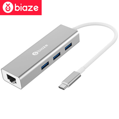 BIAZE Type-C to USB Splitter HUB Hub USB-C to Gigabit Ethernet Port Apple Notebook Converter MacBook Pro Accessories ZH19-Metal Silver
BIAZE Type-C to USB Splitter HUB Hub USB-C to Gigabit Ethernet Port Apple Notebook Converter MacBook Pro Accessories ZH19-Metal Silver