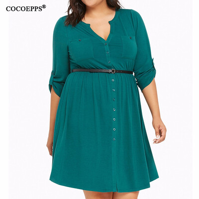 COCOEPPS 2017 Autumn Women Dresses big size Solid Deep V-Neck Button Lady Dresses plus size casual Dress Work Wear Robes L-6XL
COCOEPPS 2017 Autumn Women Dresses big size Solid Deep V-Neck Button Lady Dresses plus size casual Dress Work Wear Robes L-6XL