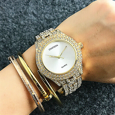 CONTENA Ladies Diamond Dress Watches Bling Crystal Luxury Wrist Watches Gifts For Female Business Gold Watch
CONTENA Ladies Diamond Dress Watches Bling Crystal Luxury Wrist Watches Gifts For Female Business Gold Watch