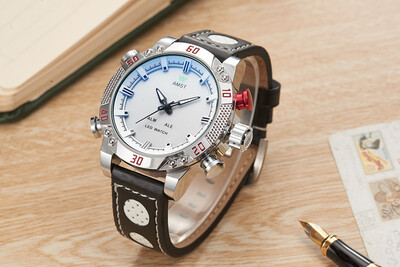 2017 Hot Selling Top Brand Luxury Quartz Movement Sport Watch Waterproof LED Digital Multifunction Leather Strap Watches