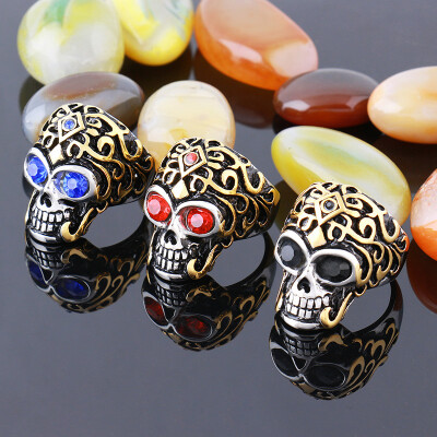 Color eye skull ring men titanium steel vacuum plating retro personalized jewelry US size 7 to13
Color eye skull ring men titanium steel vacuum plating retro personalized jewelry US size 7 to13