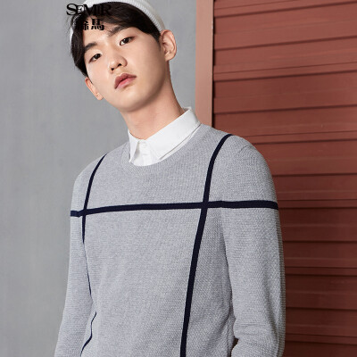 

Semir (Semir) свитер 2017 осень мужской Корейский поддельные двое мужчин свитер прилив молодежи дна рубашки свитер 14316071228 синие и серые тона M