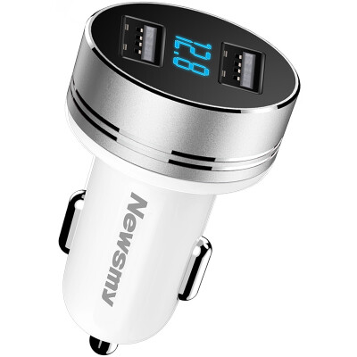 

Newsmy C30 Silver Dual USB Автомобильное зарядное устройство Автоматическое отображение напряжения шунта 3.4A Зарядное устройство для зажигалки для сиг