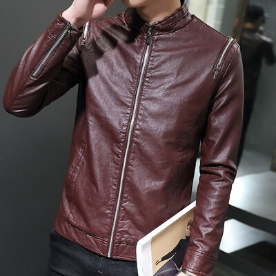 2017 new men's leather dress Slim handsome youth thin leather jacket as gift for men
2017 new men's leather dress Slim handsome youth thin leather jacket as gift for men