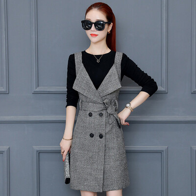 Fort Sheng 2017 new women autumn and winter temperament long-sleeved A word dress plaid strap suit skirt two-piece zx1783007 black and white grid
Fort Sheng 2017 new women autumn and winter temperament long-sleeved A word dress plaid strap suit skirt two-piece zx1783007 black and white grid