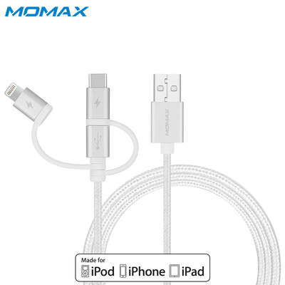 MOMAX three-in-one data charging cable one-third data cable type-c Android apple multi-function charging cable 1m length white
MOMAX three-in-one data charging cable one-third data cable type-c Android apple multi-function charging cable 1m length white