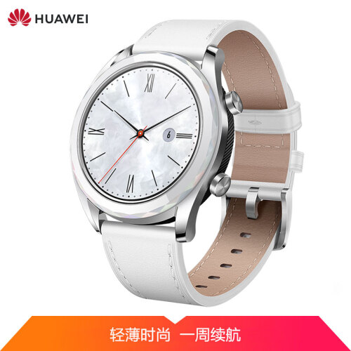 HUAWEI WATCH GT 雅致款 钢色 华为手表 (一周续航+户外运动手表+实时心率+睡眠监测+NFC支付)白色