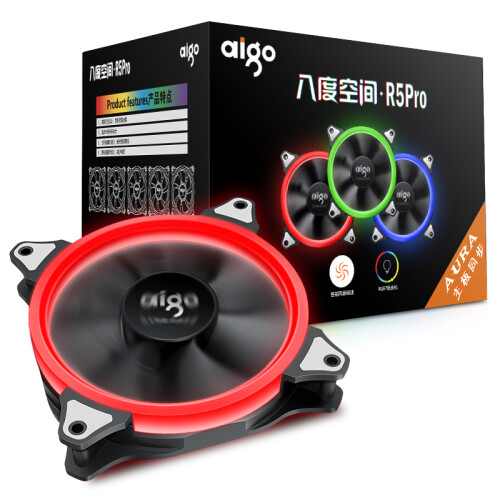 爱国者（aigo） R5PRO散热器套装 12CM机箱 RGB风扇（五只风扇/多种灯光模式/液压轴承/静音脚垫/支持水冷）