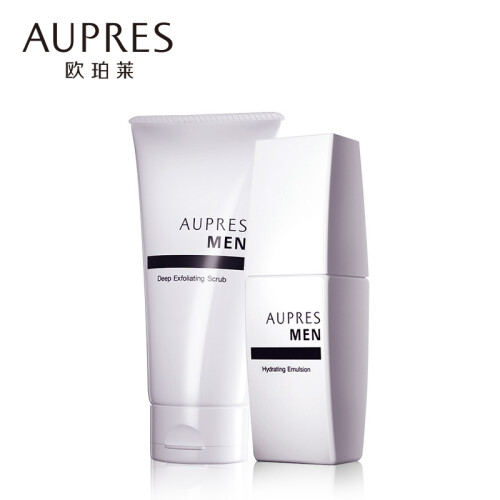 欧珀莱 AUPRES 俊士去角质型化妆品护肤套装男（磨砂洗面奶125g+乳液100ml）男士深层清洁补水保湿改善干燥