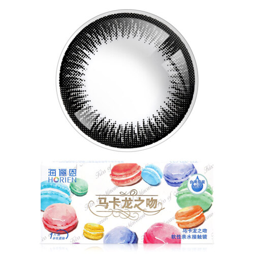 京东超市海俪恩彩色隐形眼镜美瞳 马卡龙之吻 半年抛1片装曲奇妙黑0度