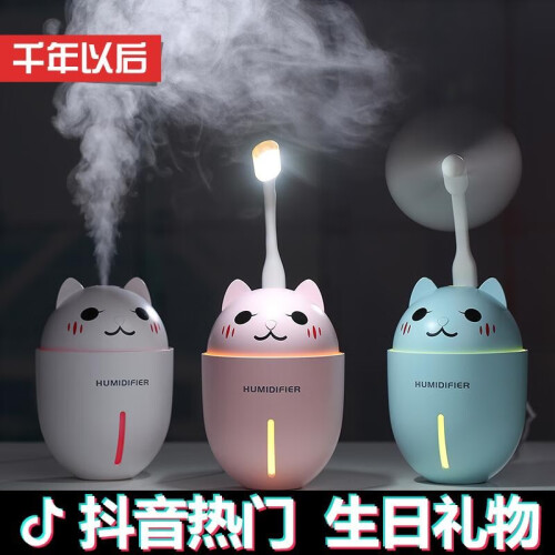 猫咪加湿器生日纪念日礼物女生定制送女友妈妈加湿器迷你创意小礼品闺蜜老婆结婚礼物少女心抖音三合一同款 加湿器(粉)+送小风扇+小夜灯+贺卡礼...