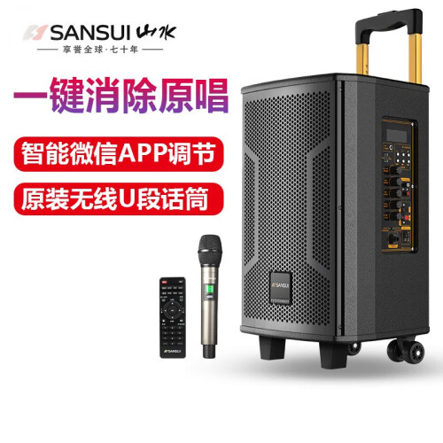 【华少代言】山水（SANSUI）SA5-08音箱户外广场舞音响家用拉杆大功蓝牙话筒移动 官方标配(单话筒+U盘+话筒充电套装) 通用