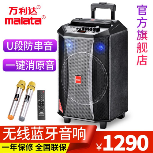 万利达（Malata） S12户外拉杆广场舞音响便携式直播蓝牙大功率伴唱消原音 S12木塑好音质双U话筒-12英寸