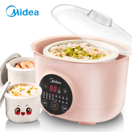 美的（Midea）电炖锅电炖盅BB煲辅食锅婴儿粥煲汤锅隔水炖燕窝炖盅白瓷多胆1.6L MD-DZ16Easy101