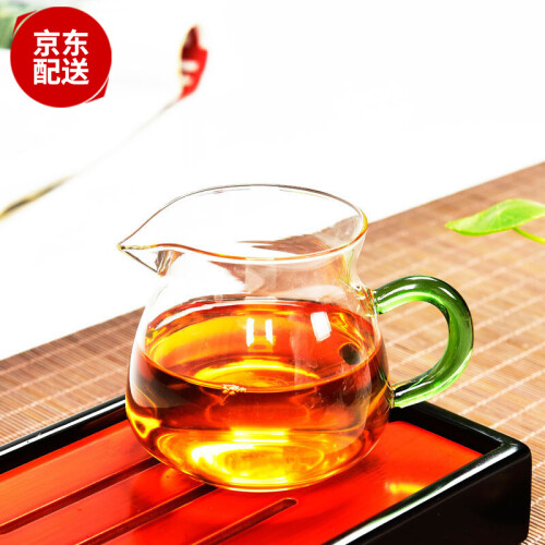 瓷牌茗茶具（cipaiming teaset） 玻璃公道杯茶漏滤网茶海分茶器功夫茶具配件 玻璃绿把公道杯