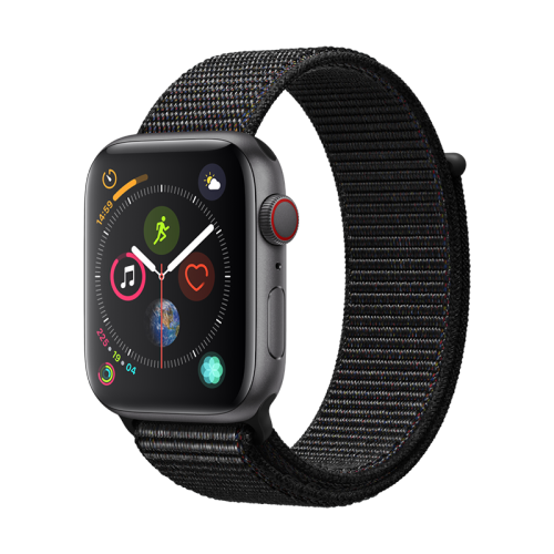 Apple Watch Series 4智能手表（GPS+蜂窝款 44毫米深空灰色铝金属表壳 黑色回环式运动表带 MTVV2CH/A)