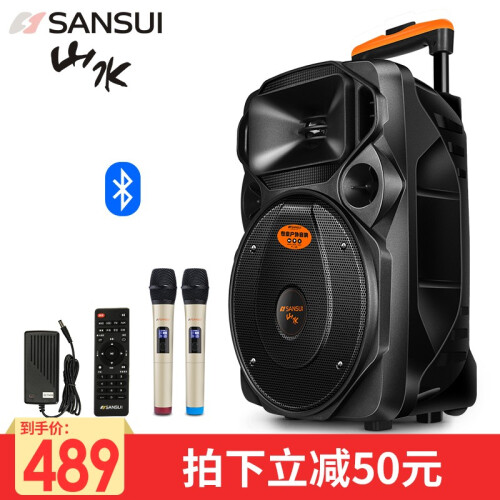 山水（SANSUI） A8-66 8英寸广场舞音响移动便携式拉杆户外蓝牙音箱带无线麦克风教学教室音响 旗舰版（拉杆音响+两个话筒+一个遥控）