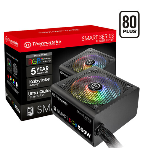 Tt（Thermaltake）额定500W Smart RGB 500W 台式机电脑主机机箱电源（80PLUS认证/RGB256色风扇/静音风扇）