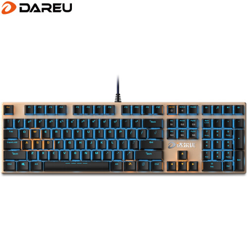 达尔优（dareu）机械师合金版机械键盘 有线键盘 游戏键盘 108键单光 全键无冲  吃鸡键盘 黑金青轴自营