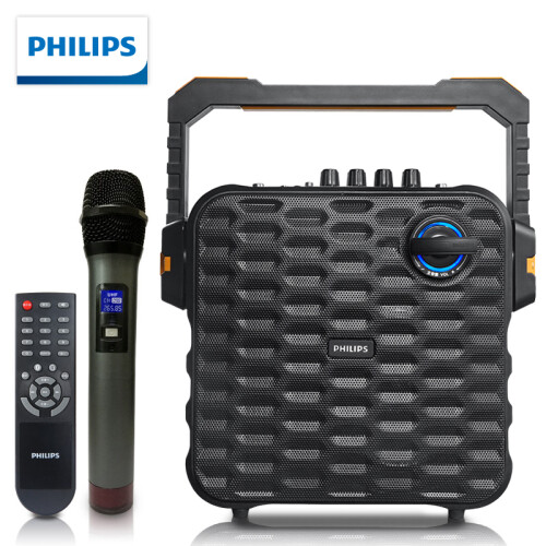 飞利浦（PHILIPS）SD60 户外广场舞拉杆音响便携播放器带无线话筒K歌家用舞台演出蓝牙大功率重低音（黑色）