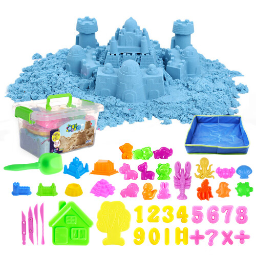 京东超市培培乐太空沙玩具沙子橡皮泥彩泥沙 8斤魔力动力火星沙粘土儿童玩具男孩女孩模具沙盘DIY套装 蓝色