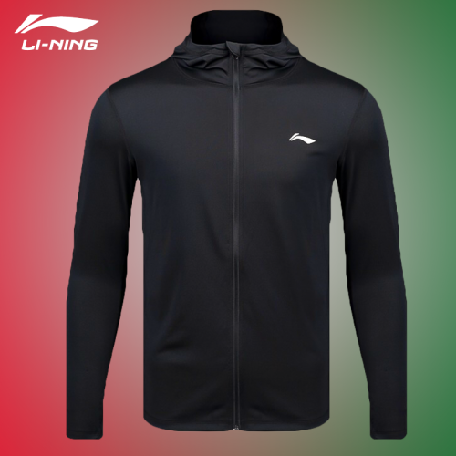 李宁（LI-NING）男装开衫拉链卫衣连帽长袖外套男子运动服 -1标准黑 XL(180)