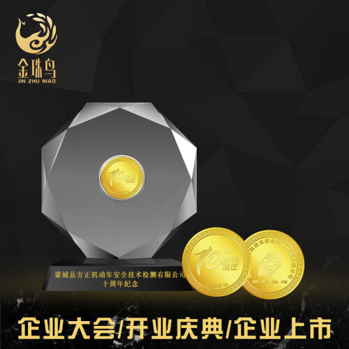 纪念币银币定制金币水晶奖杯奖牌勋章订做金属徽章制作公司周年庆年会纪念品员工奖励礼品同学会纪念章定做 企业表彰