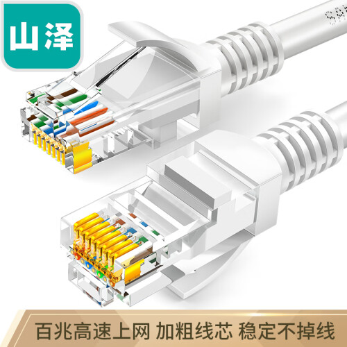 山泽(SAMZHE)超五类网线 CAT5e类高速百兆网线 8米 工程/宽带电脑家用连接跳线 成品网线 贝吉色 ZW-08