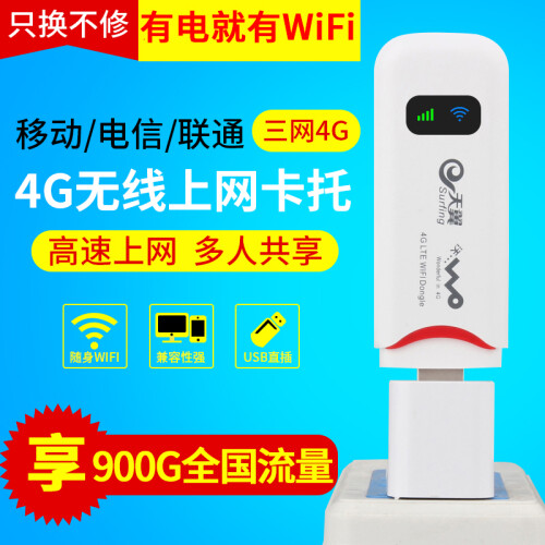 联通电信移动三网4G无线上网卡托wifi路由设备3G笔记本电脑上网卡槽终端 白色 四模双网WIFI版