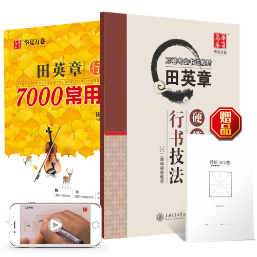 华夏万卷 行书钢笔字帖2本装:行书技法+7000常用字 成人初学者硬笔书法字帖(赠米字格)