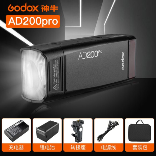 神牛（Godox）AD200pro大功率外拍灯单反闪光灯摄影灯锂电池高速TTL 口袋灯 AD200pro官方标配（不区分版本，通用） 佳能版