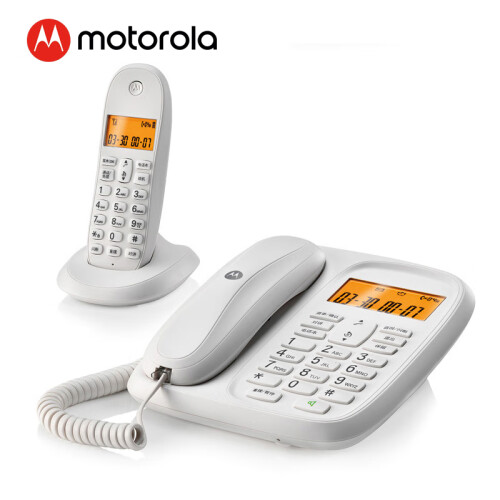 摩托罗拉(Motorola)数字无绳电话机 无线座机 子母机一拖一 办公家用 中文显示 双免提套装CL101C(白色)