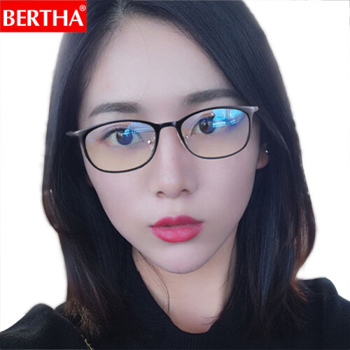 贝尔莎(bertha)防辐射眼镜男女同款防蓝光电竞游戏手机电脑护目镜平光无度数98013 亮黑色