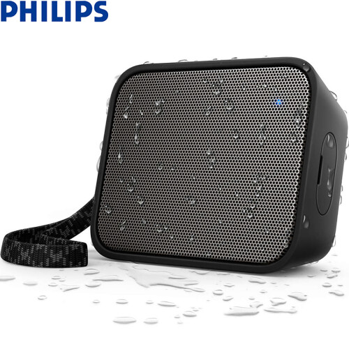 飞利浦(PHILIPS)BT110B 音乐魔盒 蓝牙音箱 防水便携迷你音响 手机/电脑外响 低音炮 户外运动 免提通话 黑色