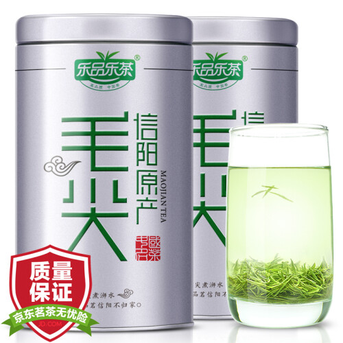 京东超市乐品乐茶毛尖茶叶信阳毛尖2019新茶雨前嫩芽绿茶散装浓香型250g(125g*2罐)