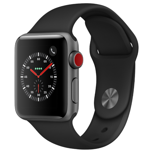 Apple Watch Series 3智能手表（GPS+蜂窝款 38毫米 深空灰色铝金属表壳 黑色运动型表带 MTGL2CH/A）