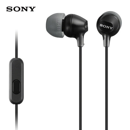 索尼（SONY） MDR-EX15AP 入耳式智能手机通话耳机, 兼容多种智能手机 黑色