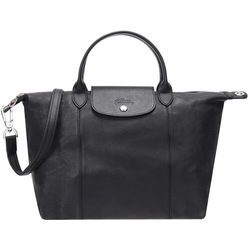 LONGCHAMP 珑骧 女士黑色羊皮中号短柄单肩斜挎包 1515 737 001