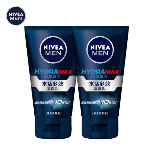 妮维雅(NIVEA)男士水活多效洁面乳100g 双支套装(洗面奶 护肤化妆品)