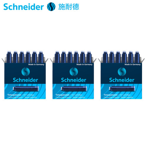 施耐德（Schneider）钢笔墨囊德国进口墨水胆欧标钢笔适用 蓝黑色 3盒/18支装6699