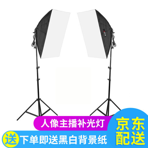 力飞摄影灯套装补光灯直播摄像灯主播单反人像柔光灯箱网店拍照影室灯 2个柔光箱+2个灯架 2个150瓦灯泡